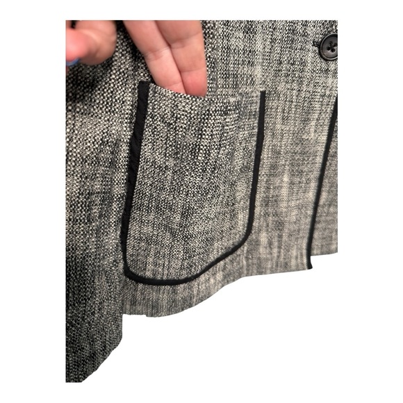 Anthropologie Cartonnier Levine Knit Blazer Black White Tweed Knit Size 10 - Picture 13 of 16